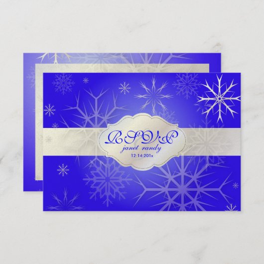 PixDezines rsvpスノーフレーク、DIY背景色! 出欠カード (正面/裏面)