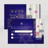 PixDezines RSVPタリッツBナイ（ユダヤ教の）バル・ミツバー 出欠カード (正面/裏面)