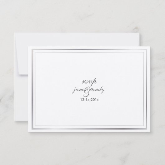 PixDezines rsvpテンプレート/金ゴールド+シルバー 出欠カード (正面)