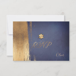 PixDezines RSVPネイビーブルー（ユダヤ教の）バル・ミツバー✡ 出欠カード