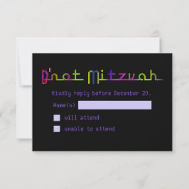 PixDezines RSVPネオンサインB'not(ユダヤ教の)バル・ミツバー 出欠カード
