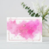 PixDezines RSVPバルミツワー、ピンクウォーター色✡ 出欠カード (スタンド正面)