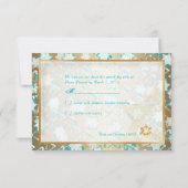 PixDezines rsvpバーグランジ（ユダヤ教の）バル・ミツバー/青/金ゴールド 出欠カード (裏面)