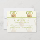 PixDezines rsvpパイナップル/金ゴールドブラシストローク 出欠カード (裏面)