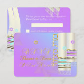 PixDezines RSVPパステルタリッツB'not（ユダヤ教の）バル・ミツバー 出欠カード (正面/裏面)