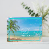 PixDezines rsvpパラダイス/熱帯+ビーチ+ヤシの木 出欠カード (スタンド正面)