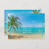 PixDezines rsvpパラダイス/熱帯+ビーチ+ヤシの木 出欠カード (正面/裏面)