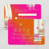 PixDezines RSVPピンク/オレンジB'not(ユダヤ教の)バル・ミツバー 出欠カード (正面/裏面)