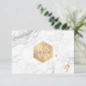 PixDezines RSVPフェイク金ゴールドハニカムバー(ユダヤ教の)バル・ミツバー✡ 出欠カード (スタンド正面)