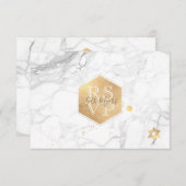 PixDezines RSVPフェイク金ゴールドハニカムバー(ユダヤ教の)バル・ミツバー✡ 出欠カード (正面/裏面)