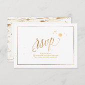 PixDezines RSVPフェイク金ゴールドVenes大理石紙吹雪 出欠カード (正面/裏面)