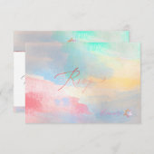 PixDezines RSVPブラシ仕上げ水彩バルミツワー✡ 出欠カード (正面/裏面)