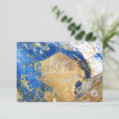 PixDezines RSVPブルーグラナイトバー（ユダヤ教の）バル・ミツバー✡ 出欠カード (スタンド正面)