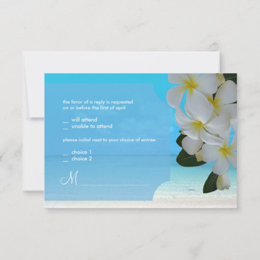 PixDezines rsvpプルメリアLei /ビーチ 出欠カード (裏面)