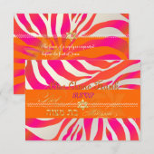 PixDezines rsvpホットピンク+オレンジゼブラ、バルミツワー 出欠カード (正面/裏面)