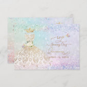 PixDezines RSVPホワイト金ゴールドクリンスドレス 招待状 (正面/裏面)