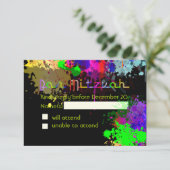 PixDezines rsvpボー絵を描ル/ネオンライト/（ユダヤ教の）バル・ミツバー 出欠カード (スタンド正面)