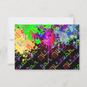 PixDezines rsvpボー絵を描ル/ネオンライト/（ユダヤ教の）バル・ミツバー 出欠カード (裏面)