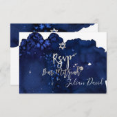 PixDezines RSVPミッドナイトスカイバー（ユダヤ教の）バル・ミツバー✡ 招待状 (正面/裏面)