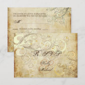 PixDezines RSVPヴィンテージクリームSWIRL/LUXEきらめく 出欠カード (正面/裏面)