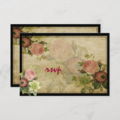 PixDezines rsvpヴィンテージコテージバラ/diyフォント 出欠カード (正面/裏面)