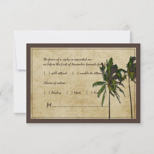 PixDezines rsvpヴィンテージツインパーム/ディフォント 出欠カード (裏面)