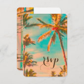 PixDezines rsvpヴィンテージハワイアンビーチ/コバルト 出欠カード (正面/裏面)