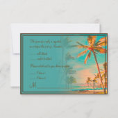 PixDezines rsvpヴィンテージハワイアンビーチ/ティール(緑がかった色) 出欠カード (裏面)