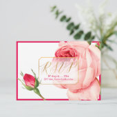 PixDezines RSVPヴィンテージバラ/フェイク金ゴールド/DIYフレーム 出欠カード (スタンド正面)