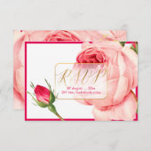PixDezines RSVPヴィンテージバラ/フェイク金ゴールド/DIYフレーム 出欠カード (正面/裏面)