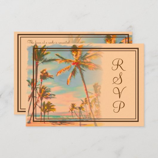 PixDezines rsvpヴィンテージビーチScence/Aloha/ルアウ（ハワイ式宴会） 出欠カード (正面/裏面)