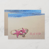 PixDezines rsvpヴィンテージピンクスターフィッシュ/ビーチ 出欠カード (正面/裏面)