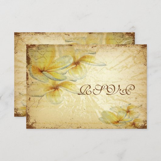 PixDezines rsvpヴィンテージプルメリア 出欠カード (正面/裏面)