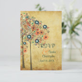 PixDezines rsvpヴィンテージ秋開花 出欠カード (スタンド正面)