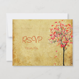 PixDezines rsvpヴィンテージmaple tree/orange+pink 出欠カード