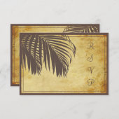 PixDezines rsvpヴィンテージPalm fronds/ビーチ/brown 出欠カード (正面/裏面)