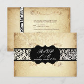 PixDezines rsvpヴィンテージRossi Damask、シャンパン 出欠カード (正面/裏面)