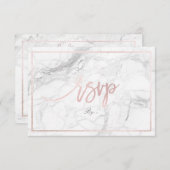 PixDezines RSVP大理石/赤面ピンク 出欠カード (正面/裏面)