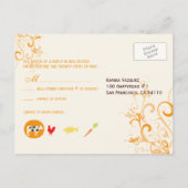 PixDezines rsvp柑橘類スワール/diy背景 インビテーションポストカード (裏面)