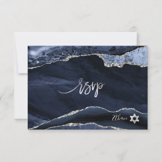 PixDezines RSVP水彩画バー(ユダヤ教の)バル・ミツバー✡ 出欠カード (正面)