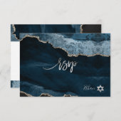 PixDezines RSVP水彩Agateバー(ユダヤ教の)バル・ミツバー✡ 出欠カード (正面/裏面)