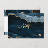 PixDezines RSVP水彩Agateバー（ユダヤ教の）バル・ミツバー✡ 出欠カード (正面/裏面)