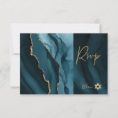 PixDezines RSVP水彩Agateバー（ユダヤ教の）バル・ミツバー✡ 出欠カード (正面)