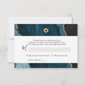 PixDezines RSVP水色ティール(緑がかった色)Agateバー(ユダヤ教の)バル・ミツバー 出欠カード (裏面)