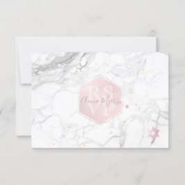 PixDezines RSVP赤面ピンクハニカム（ユダヤ教の）バル・ミツバー✡ 出欠カード