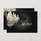 PixDezines RSVP黒+白シャンデリア 出欠カード (正面/裏面)