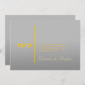 PixDezines RSVP +コンテンポラリー clasy/yellow+gray 招待状 (正面/裏面)