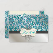 PixDezines rsvp/バロックフォイルレフェイクース/ティール（緑がかった色） 出欠カード (正面/裏面)