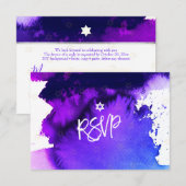 PixDezines RSVP バー・ミツヴァー , パープル・ウォーターカラー✡ (正面/裏面)