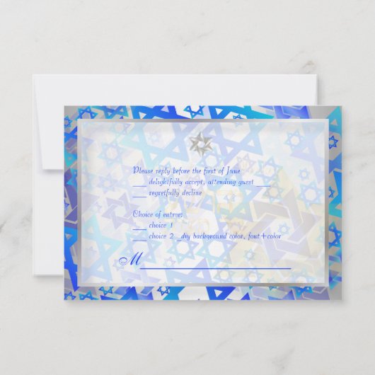 PixDezines RSVP バー・ミツヴァー/青/銀 (裏面)